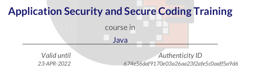 Java Codebashing Certificate